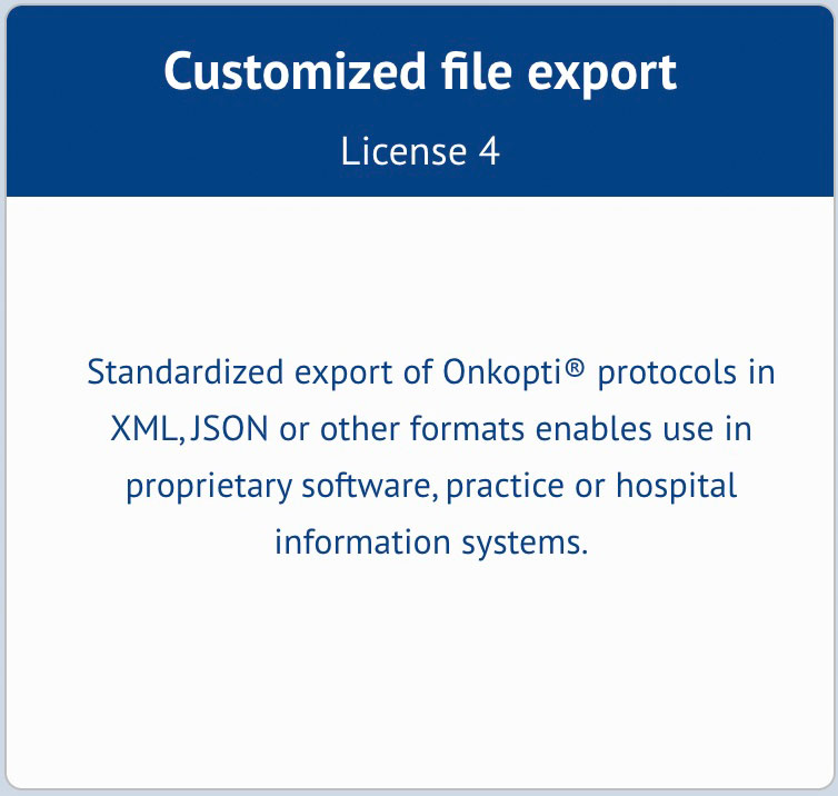 Structured medical data export in JSON and XML